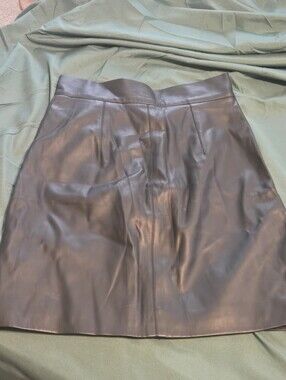 H&M Black Faux Leather A-Line Mini Skirt